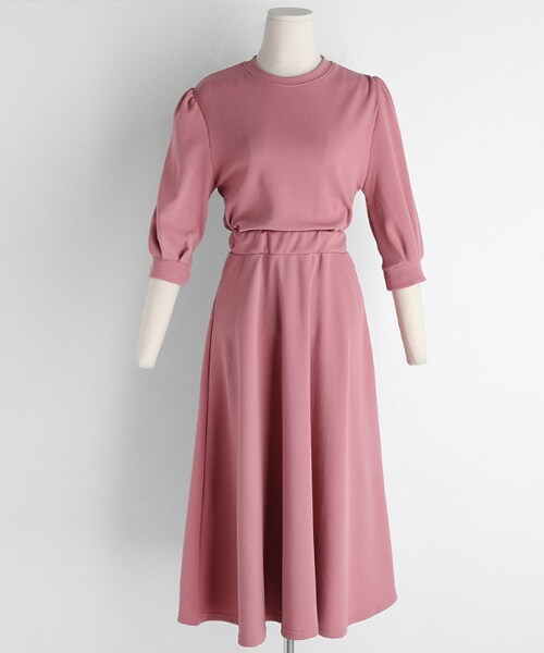 DHOLIC(ディーホリック)の「パフスリーブTシャツ&フレアスカートSET(つなぎ/オールインワン・レディース・ブルー/ブラック/レッド・FREE)」の3枚目の写真