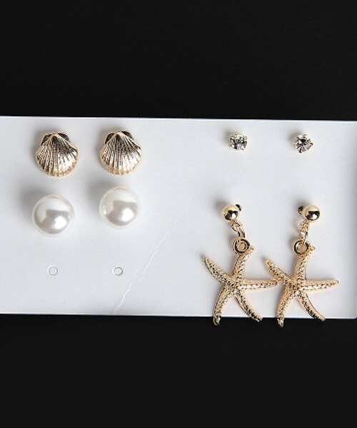 DHOLIC（ディーホリック）の「シェルモチーフピアス4SET（ピアス（両耳用）・レディース・シルバー/ゴールド・FREE）」の2枚目の写真