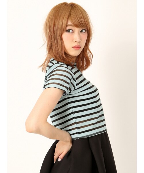 NOMINE(ノミネ)の「クロップドボーダー(トップス・レディース・mossgreen・F)」の3枚目の写真