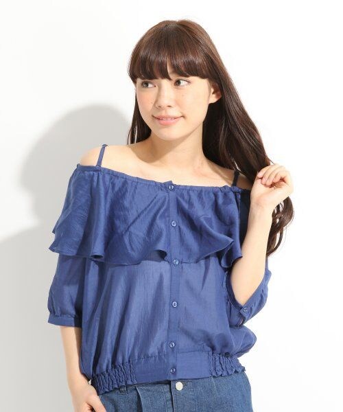 LOWRYS FARM（ローリーズファーム）の「Ｇベーシックオフショルショートスリーブ（トップス・レディース・オフ/アイボリー/ネイビー・Ｍ/Ｌ）」の7枚目の写真