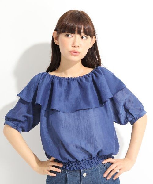 LOWRYS FARM（ローリーズファーム）の「Ｇベーシックオフショルショートスリーブ（トップス・レディース・オフ/アイボリー/ネイビー・Ｍ/Ｌ）」の6枚目の写真