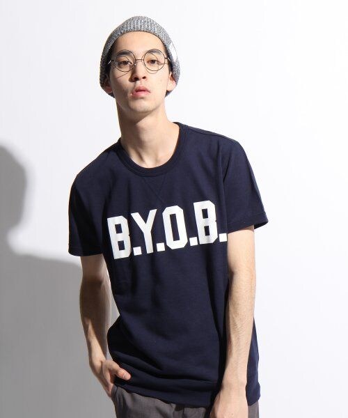 LOWRYS FARM(ローリーズファーム)の「30/ウラケプリントS/S(トップス・メンズ・オフ/ネイビー・M)」の2枚目の写真