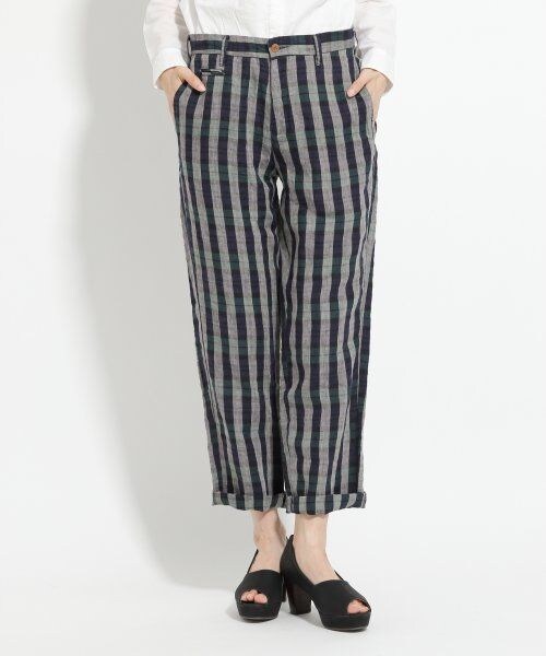 GLOBAL WORK(グローバルワーク)の「ベルギーリネンパンツ(パンツ・レディース・ブラック09/ブルー84/ストライプ87・S/M/L)」の3枚目の写真