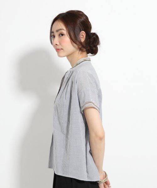 GLOBAL WORK(グローバルワーク)の「【WEB限定先行予約】ビジュースキッパー半袖(トップス・レディース・ホワイト06/ストライプ82/ネイビー88・S/M/L)」の7枚目の写真