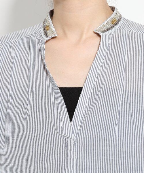 GLOBAL WORK(グローバルワーク)の「【WEB限定先行予約】ビジュースキッパー半袖(トップス・レディース・ホワイト06/ストライプ82/ネイビー88・S/M/L)」の9枚目の写真