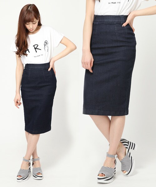 JEANASIS（ジーナシス）の「ミッドカーフペンシルスカート（スカート・レディース・アイボリー/ブラック/ネイビー・S/M）」の3枚目の写真