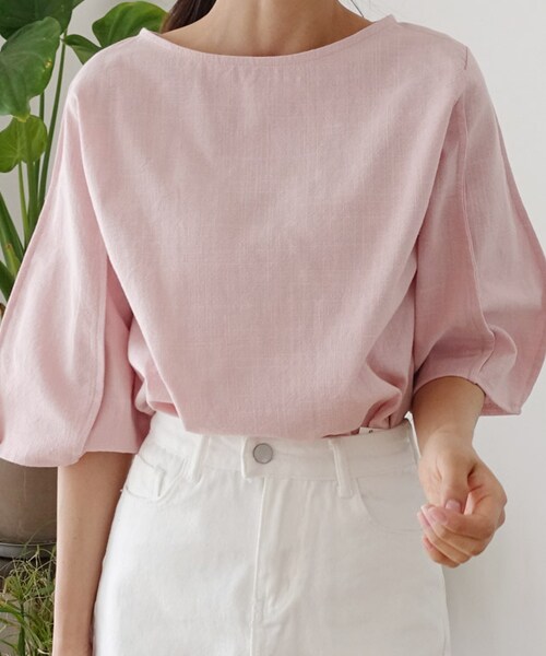 DHOLIC（ディーホリック）の「バルーンスリーブタックヘムTシャツ（Tシャツ/カットソー・レディース・ホワイト/ピンク/ブラック/ブルー・FREE）」の4枚目の写真