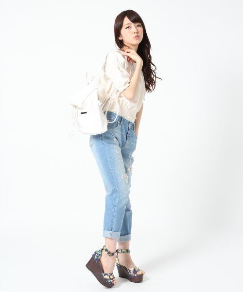 Heather(ヘザー)の「シャーリングジャガードカットソー(トップス・レディース・オフホワイト/ブラック・F)」の6枚目の写真