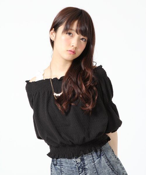 Heather(ヘザー)の「シャーリングジャガードカットソー(トップス・レディース・オフホワイト/ブラック・F)」の5枚目の写真