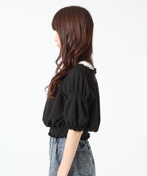 Heather(ヘザー)の「シャーリングジャガードカットソー(トップス・レディース・オフホワイト/ブラック・F)」の3枚目の写真