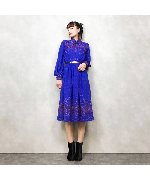 USED（ユーズド）の「Drop pattern blue dress（ワンピース・レディース・その他）」の2枚目の写真