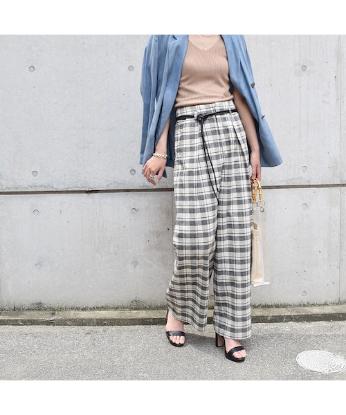 no brand（ノーブランド）の「[ RE-ARRIVAL ]コットンリネンチェックPT（その他パンツ・レディース・その他）」の5枚目の写真