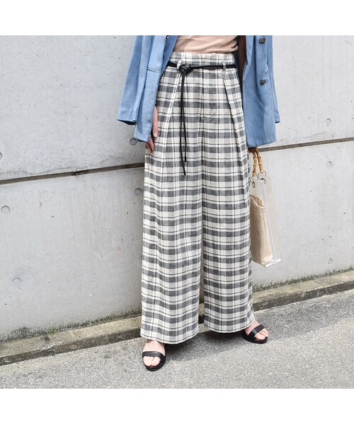 no brand（ノーブランド）の「[ RE-ARRIVAL ]コットンリネンチェックPT（その他パンツ・レディース・その他）」の3枚目の写真