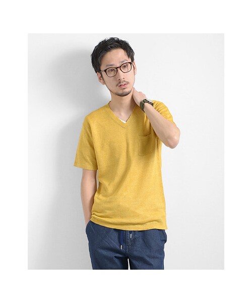 URBAN RESEARCH(アーバンリサーチ)の「フランダースVネックS/S KNIT TEE(トップス・メンズ・GRAY/YELLOW/NAVY/BLACK・M/L)」の8枚目の写真