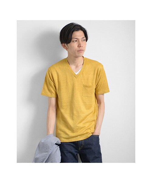 URBAN RESEARCH(アーバンリサーチ)の「フランダースVネックS/S KNIT TEE(トップス・メンズ・GRAY/YELLOW/NAVY/BLACK・M/L)」の5枚目の写真