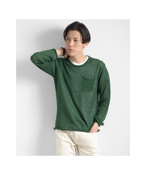 URBAN RESEARCH（アーバンリサーチ）の「9Gリネンプルオーバーンニット（トップス・メンズ・GRAY/NAVY/GREEN/BEIGE・M/L）」の5枚目の写真
