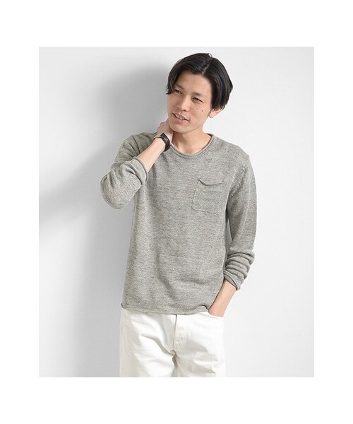 URBAN RESEARCH（アーバンリサーチ）の「9Gリネンプルオーバーンニット（トップス・メンズ・GRAY/NAVY/GREEN/BEIGE・M/L）」の7枚目の写真