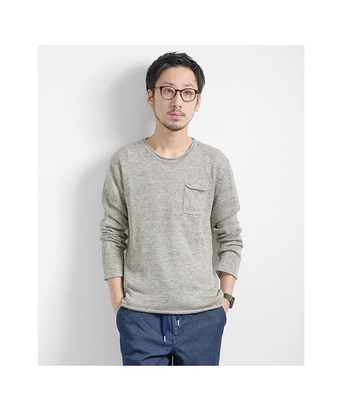 URBAN RESEARCH（アーバンリサーチ）の「9Gリネンプルオーバーンニット（トップス・メンズ・GRAY/NAVY/GREEN/BEIGE・M/L）」の11枚目の写真