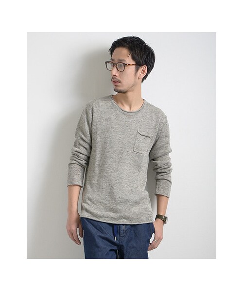 URBAN RESEARCH（アーバンリサーチ）の「9Gリネンプルオーバーンニット（トップス・メンズ・GRAY/NAVY/GREEN/BEIGE・M/L）」の9枚目の写真
