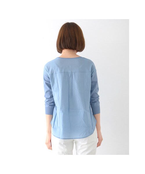 URBAN RESEARCH DOORS（アーバンリサーチドアーズ）の「布帛コンビニットプルオーバー（トップス・レディース・オフ/サックス/イエロー・one）」の8枚目の写真