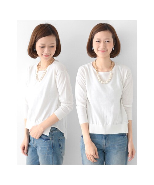 URBAN RESEARCH DOORS（アーバンリサーチドアーズ）の「布帛コンビニットプルオーバー（トップス・レディース・オフ/サックス/イエロー・one）」の5枚目の写真