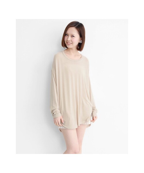 KBF（ケイビーエフ）の「サークルワイドプルオーバー（トップス・レディース・オフ/ベージュ/ライトブルー・one）」の5枚目の写真