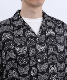 needles studious 別注 パピヨン　総柄シャツ　ブラック　パープル needles studious 別注 パピヨン 総柄シャツ ブラック パープル