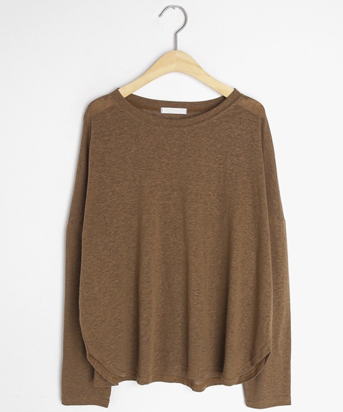 DHOLIC（ディーホリック）の「ラウンドヘムシアーTシャツ（Tシャツ/カットソー・レディース・グリーン/ブラック/ブラウン/ホワイト/ベージュ/ピンク・FREE）」の4枚目の写真