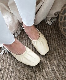 DHOLIC | ギャザースクエアトゥフラットミュール(その他シューズ)