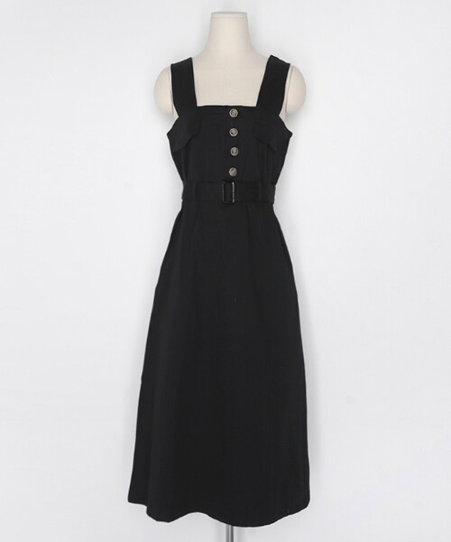 DHOLIC（ディーホリック）の「ベルトSETボタンフラップワンピース（ワンピース・レディース・グリーン/ブラック/ベージュ・FREE）」の2枚目の写真