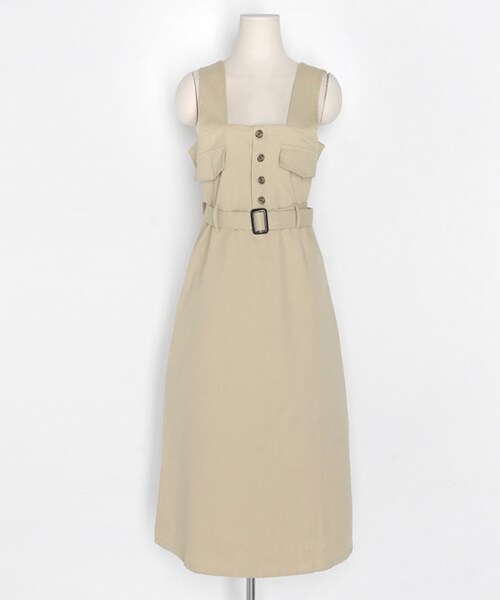 DHOLIC（ディーホリック）の「ベルトSETボタンフラップワンピース（ワンピース・レディース・グリーン/ブラック/ベージュ・FREE）」の3枚目の写真