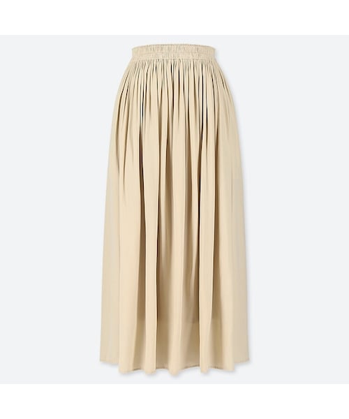 UNIQLO（ユニクロ）の「ギャザーロングスカート(丈短め76～80cm）（スカート・レディース・BLACK 09/BROWN 35/NATURAL 30/LIGHT GRAY 02・XS/L/XXL/M/S/XL）」の4枚目の写真