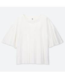 UNIQLO | マーセライズコットンギャザースリーブT（5分袖）(Tシャツ/カットソー)
