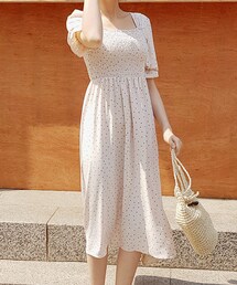 DHOLIC | シャーリングドットロングワンピース(ワンピース)