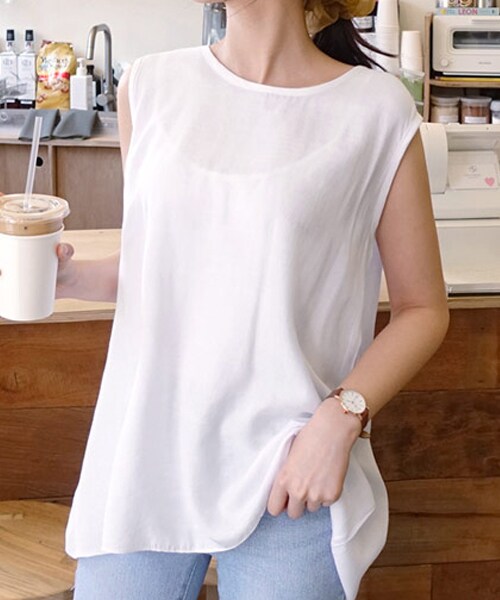 DHOLIC（ディーホリック）の「ルーズスリーブレス（タンクトップ・レディース・グリーン/ホワイト/ブラック/ベージュ/イエロー・FREE）」の2枚目の写真