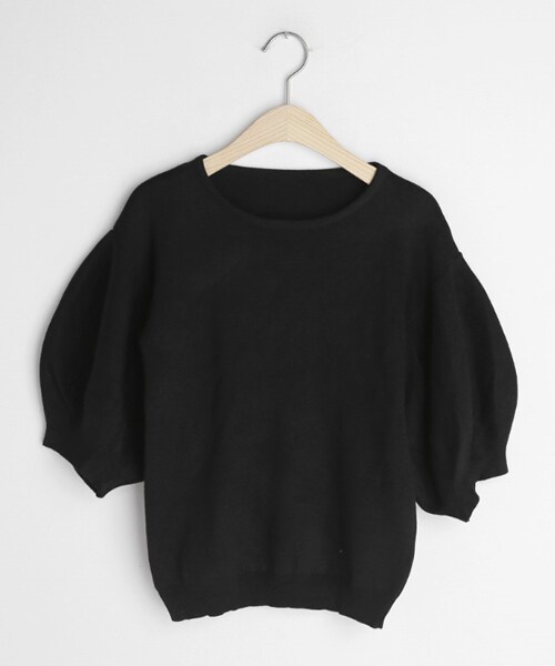 DHOLIC（ディーホリック）の「ハーフパフスリーブニット（ニット/セーター・レディース・ピンク/ブラック/ベージュ・FREE）」の2枚目の写真