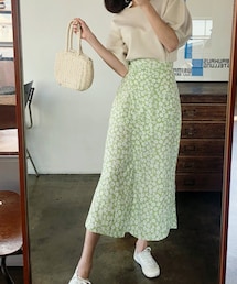 DHOLIC | ギャザーフローラルスリットスカート(スカート)