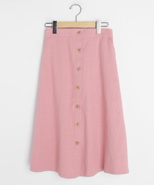 DHOLIC(ディーホリック)の「コットンボタンフレアスカート(スカート・レディース・ピンク/ベージュ/グリーン・FREE)」の1枚目の写真