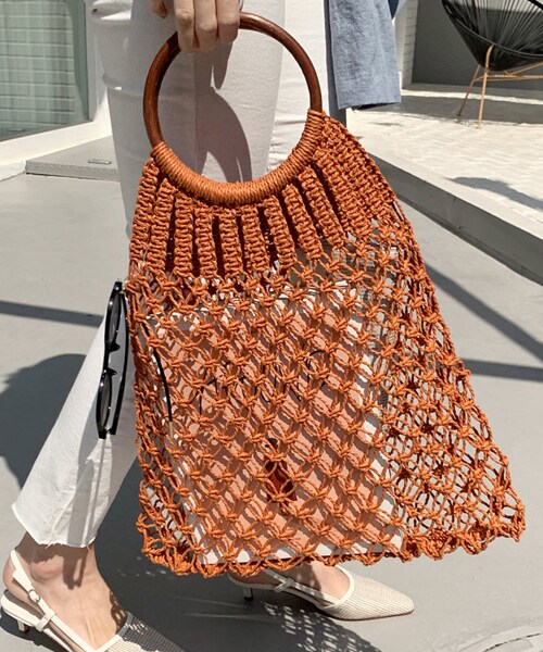 DHOLIC（ディーホリック）の「フープハンドルネットバッグ（ハンドバッグ・レディース・ブラウン/レッド/ベージュ・FREE）」の3枚目の写真