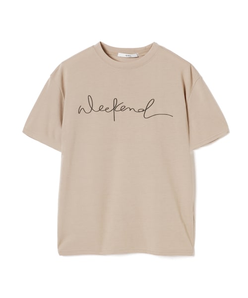 GRL(グレイル)の「weekend筆記体ロゴTシャツ(Tシャツ/カットソー・レディース・オフホワイト/ベージュ・F/F)」の2枚目の写真