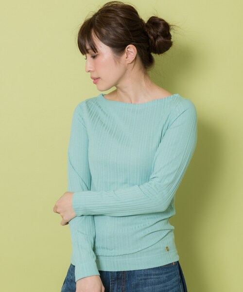 shop DADA(ショップダダ)の「★コットン混★ボートネックカットソー(9S15-391205)(Tシャツ/カットソー・レディース・グレー/ブラック/ブルー/その他・FREE)」の3枚目の写真