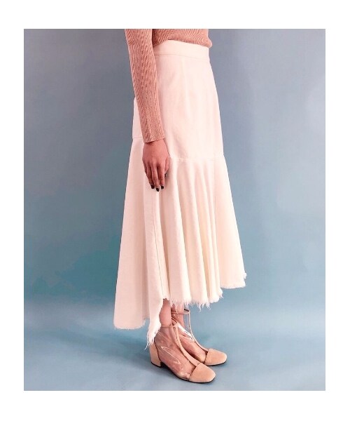 lilLilly（リルリリー）の「アシンメトリーヘムデニムロングスカート（スカート・レディース・WHITE/LT BLUE/BLUE・S/M）」の6枚目の写真