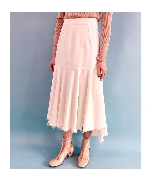lilLilly（リルリリー）の「アシンメトリーヘムデニムロングスカート（スカート・レディース・WHITE/LT BLUE/BLUE・S/M）」の5枚目の写真