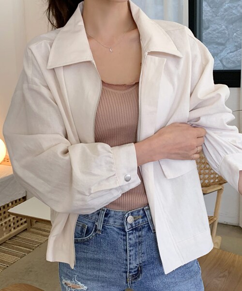 DHOLIC（ディーホリック）の「フラップカラージャンパー（ブルゾン・レディース・ピンク/グリーン/ベージュ・FREE）」の2枚目の写真