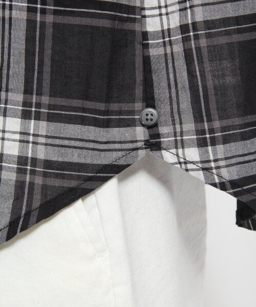 GLOBAL WORK（グローバルワーク）の「チェックカシュクールシャツ７分袖（トップス・レディース・ホワイト無地06/ブラックチェック09/レッドチェック38/グリーンチェック75/ブルー無地83/ネイビーチェック88・Ｓ/Ｍ/Ｌ）」の15枚目の写真