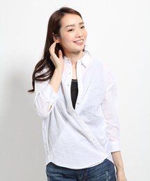 GLOBAL WORK | チェックカシュクールシャツ７分袖(トップス)