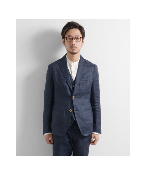 URBAN RESEARCH（アーバンリサーチ）の「フランダースリネンドビージャケット（ジャケット/アウター・メンズ・BEIGE/NAVY・M/L）」の8枚目の写真