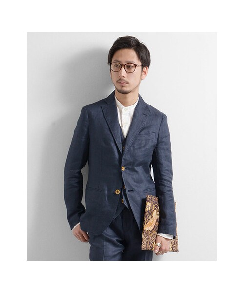 URBAN RESEARCH（アーバンリサーチ）の「フランダースリネンドビージャケット（ジャケット/アウター・メンズ・BEIGE/NAVY・M/L）」の5枚目の写真