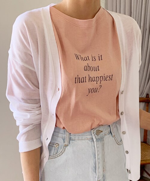 DHOLIC（ディーホリック）の「ハーフスリーブレタリングTシャツ（Tシャツ/カットソー・レディース・ホワイト/ブラウン/ピンク/ベージュ・FREE）」の4枚目の写真