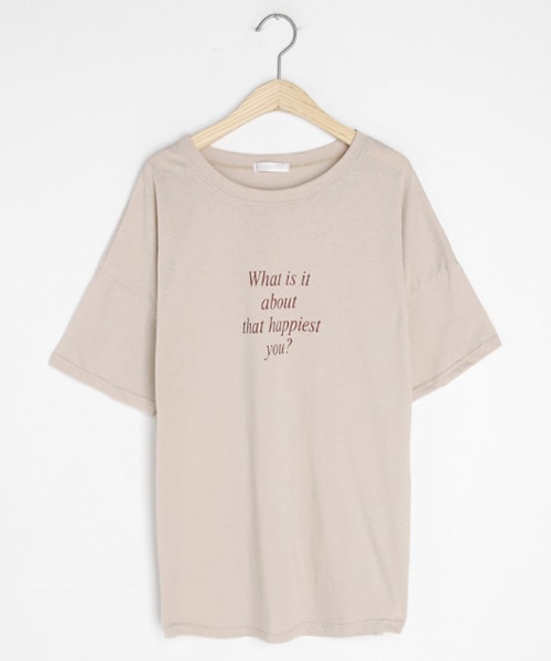 DHOLIC（ディーホリック）の「ハーフスリーブレタリングTシャツ（Tシャツ/カットソー・レディース・ホワイト/ブラウン/ピンク/ベージュ・FREE）」の3枚目の写真